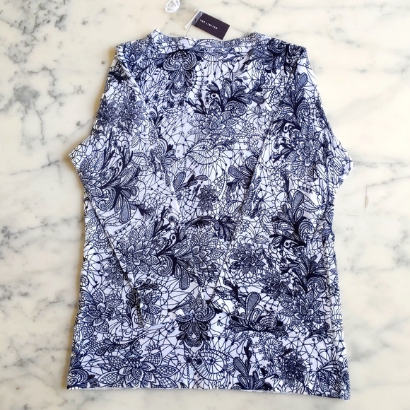 NWT. The Limited Cotton Rayon Black and White Floral 3/4 Sleeve Cardigan Sweater - Picture 4 of 4